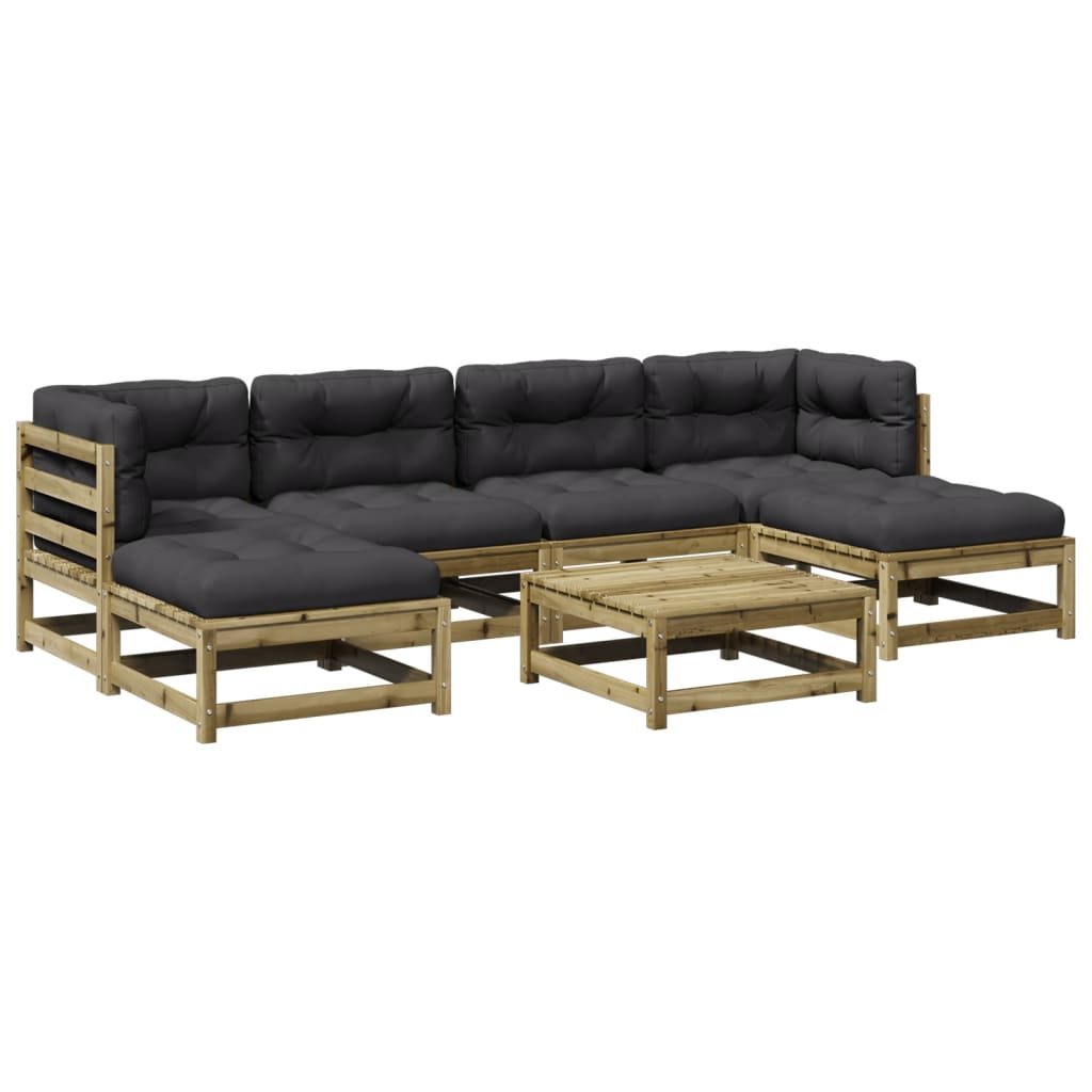 Set Divani da Giardino 7pz con Cuscini Legno Impregnato di Pino - homemem39