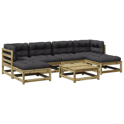 Set Divani da Giardino 7pz con Cuscini Legno Impregnato di Pino - homemem39