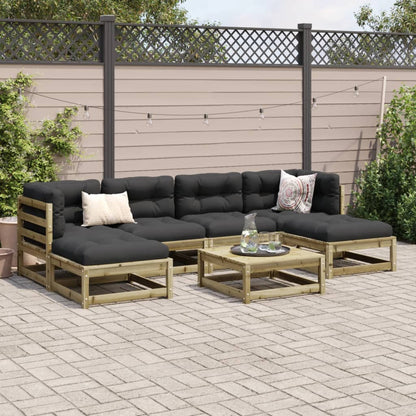 Set Divani da Giardino 7pz con Cuscini Legno Impregnato di Pino - homemem39