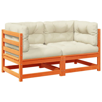 Set Divani Giardino 2 pz con Cuscini Marrone Cera Massello Pino - homemem39