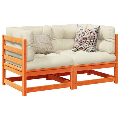 Set Divani Giardino 2 pz con Cuscini Marrone Cera Massello Pino | homemem39
