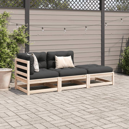 Set Divani Giardino 3 pz con Cuscini in Legno Massello di Pino - homemem39