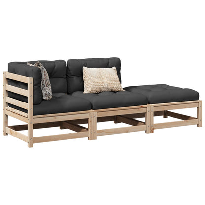 Set Divani Giardino 3 pz con Cuscini in Legno Massello di Pino | homemem39