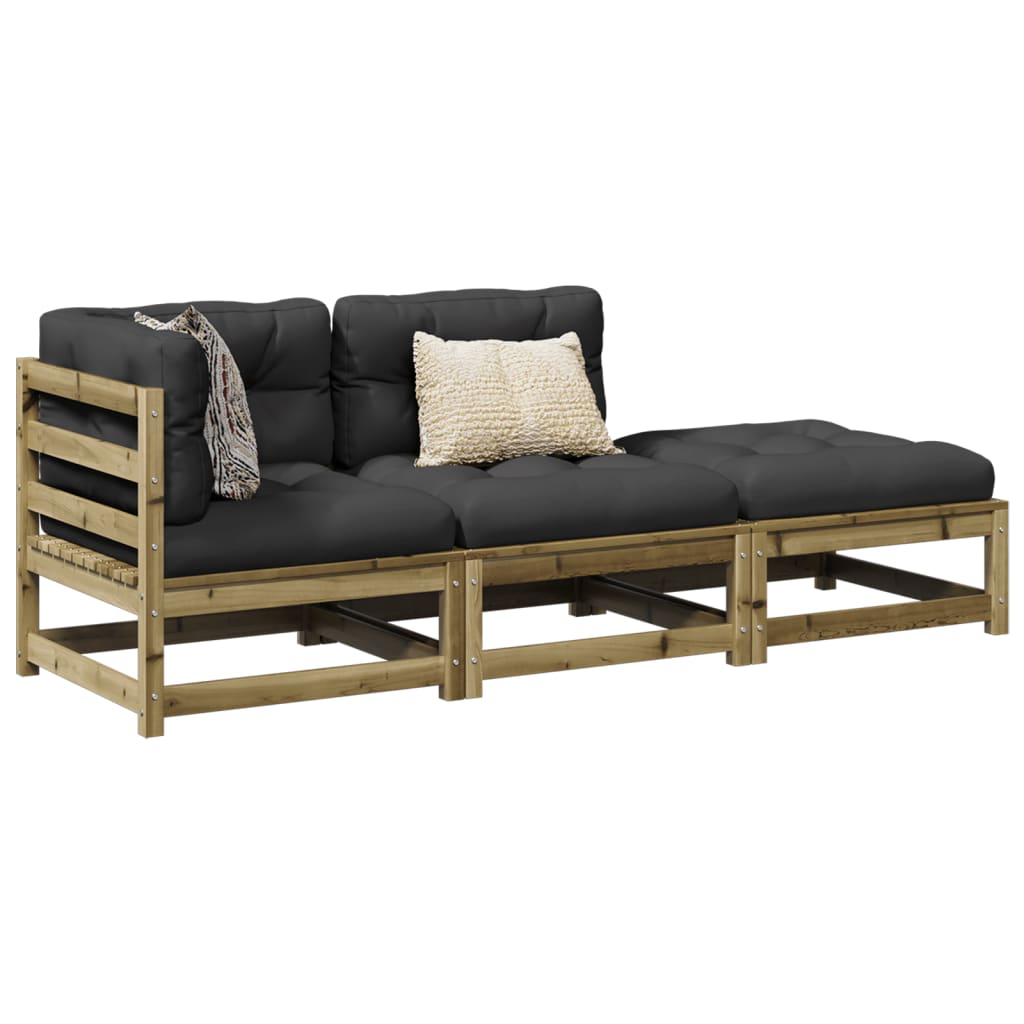 Set Divani da Giardino 3pz con Cuscini Legno Impregnato di Pino | homemem39