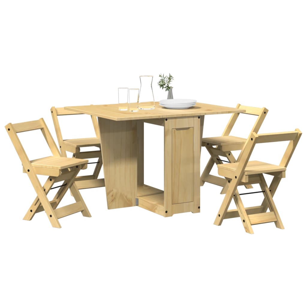 Set da Pranzo 5 pz Corona Pieghevole Marrone Cera in Pino - homemem39