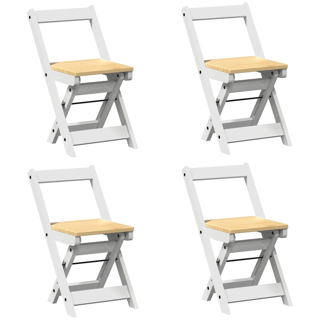 Set da Pranzo 5 pz Corona Pieghevole Bianco in Legno di Pino