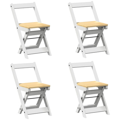 Set da Pranzo 5 pz Corona Pieghevole Bianco in Legno di Pino - homemem39