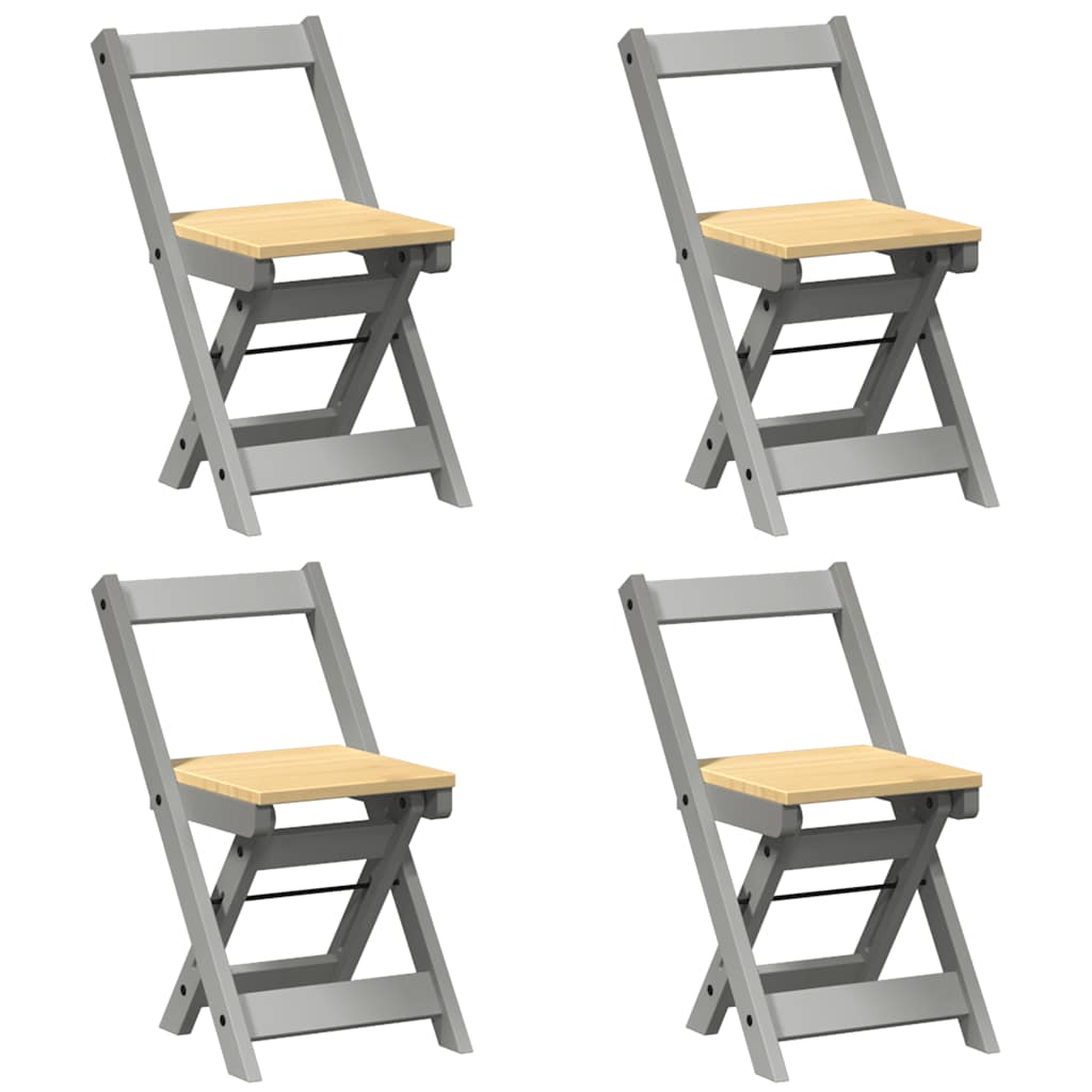 Set da Pranzo 5 pz Corona Pieghevole Grigio in Legno di Pino