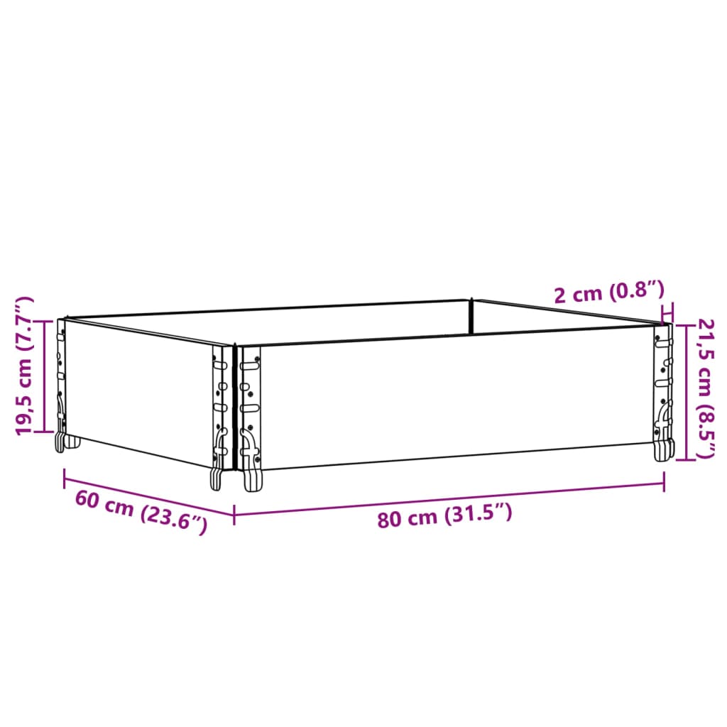 Paretale per Pallet Nero 80x60 cm in Legno Massello di Pino | homemem39