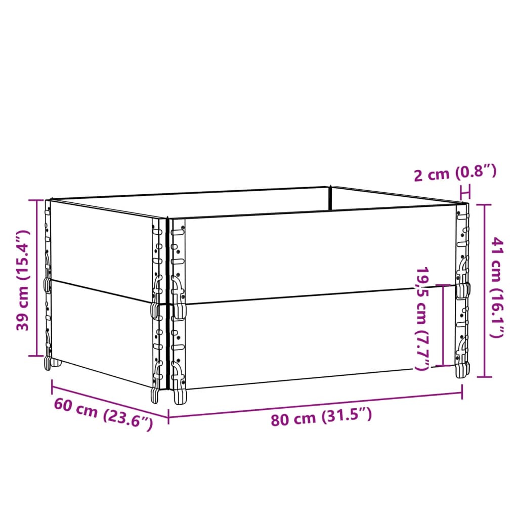 Paretali per Pallet 2 pz Neri 80x60cm in Legno Massello di Pino | homemem39
