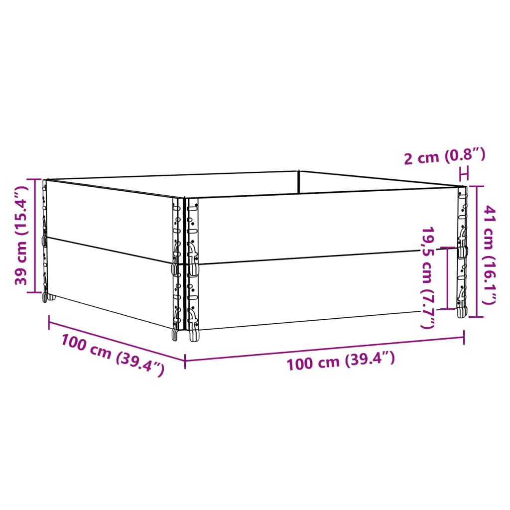 Paretali per Pallet 2 pz Neri 100x100cm Legno Massello di Pino | homemem39