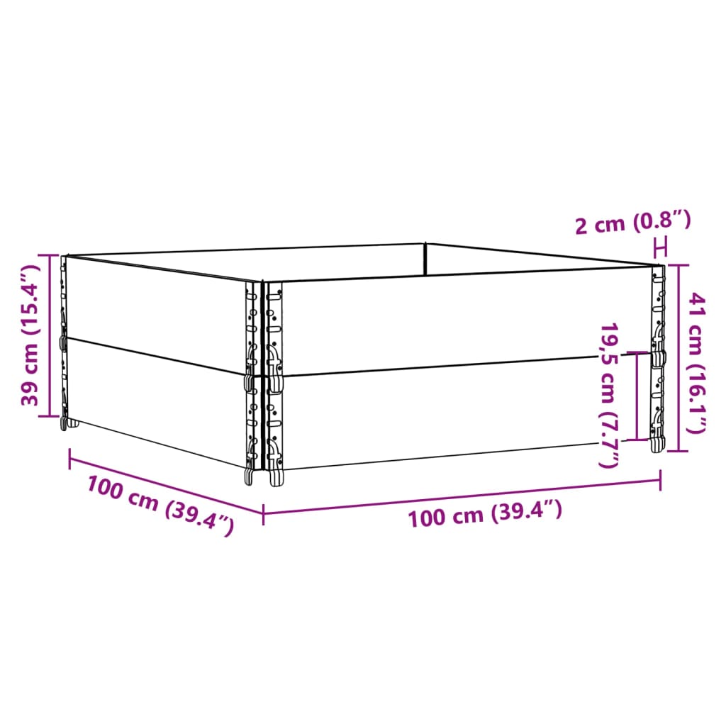 Paretali per Pallet 2pz Grigi 100x100cm Legno Massello di Pino | homemem39