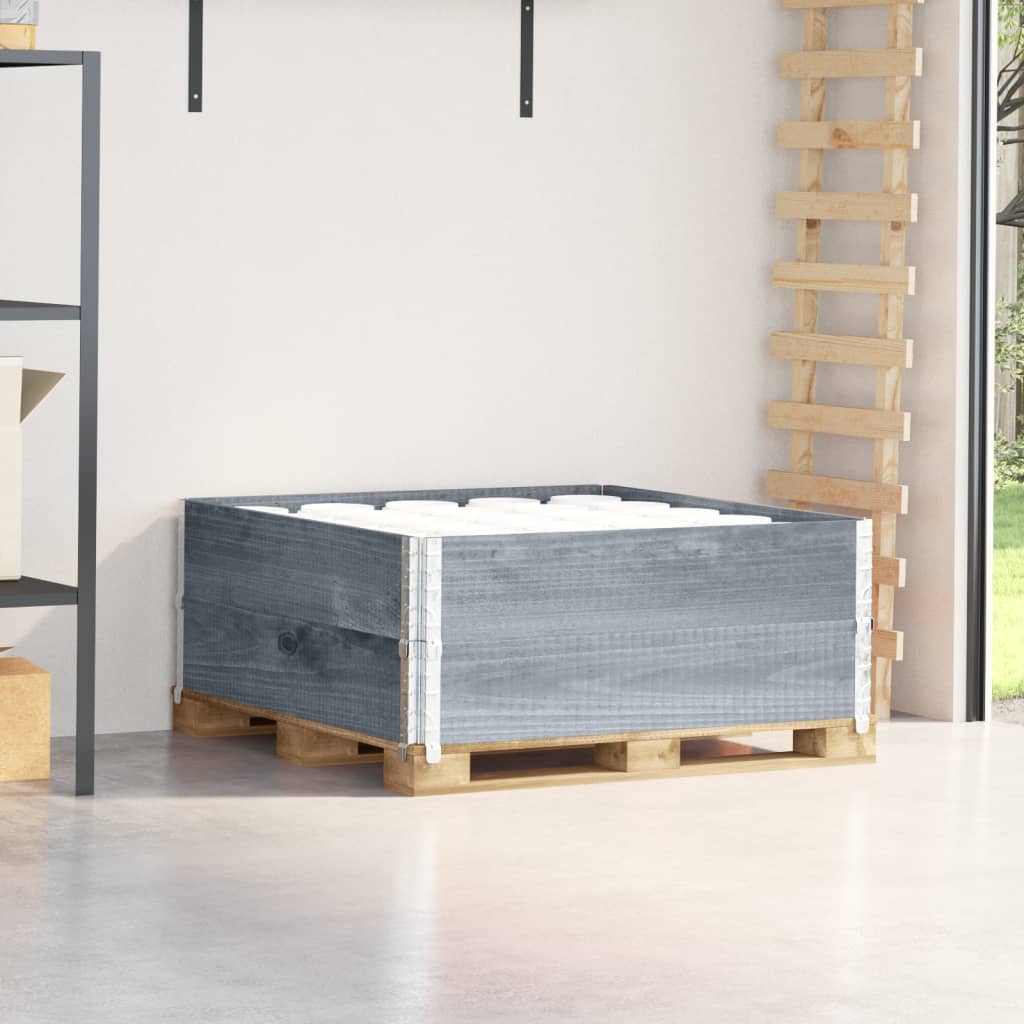 Paretali per Pallet 2pz Grigi 100x100cm Legno Massello di Pino | homemem39