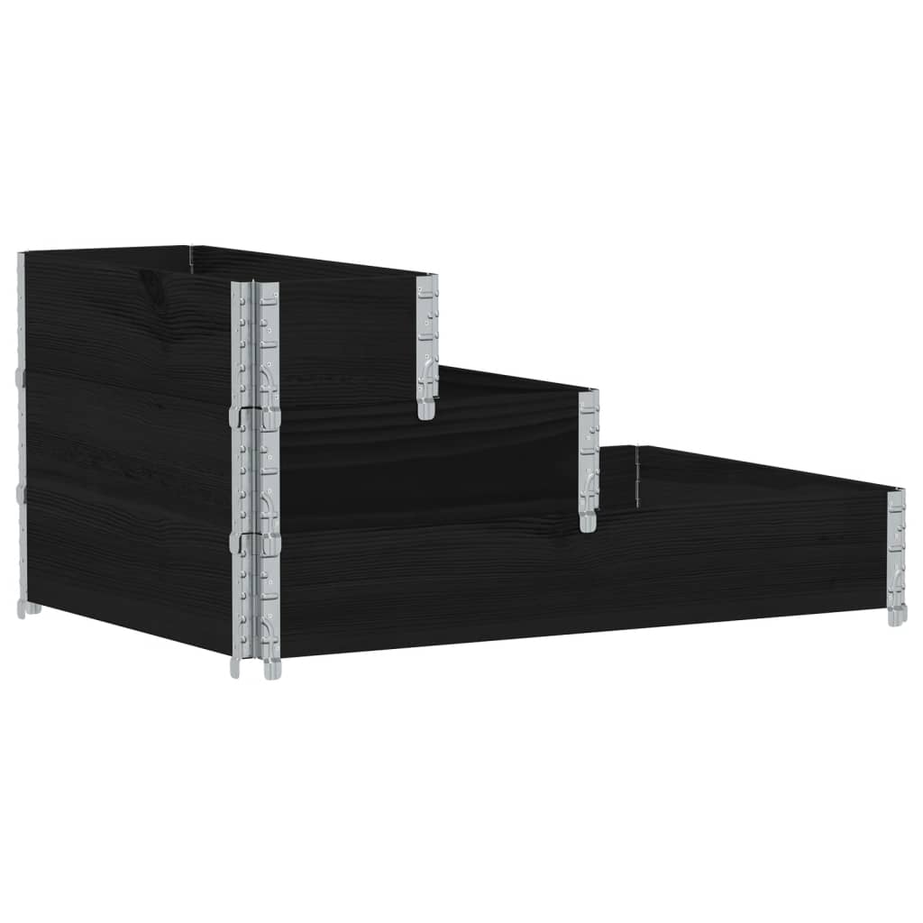 Fioriera Rialzata a 3 Livelli Nera 120x80 cm Legno di Pino