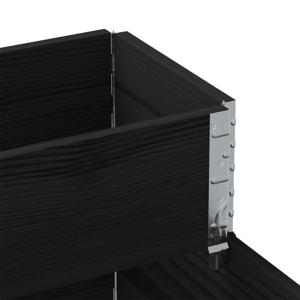 Fioriera Rialzata a 3 Livelli Nera 120x80 cm Legno di Pino