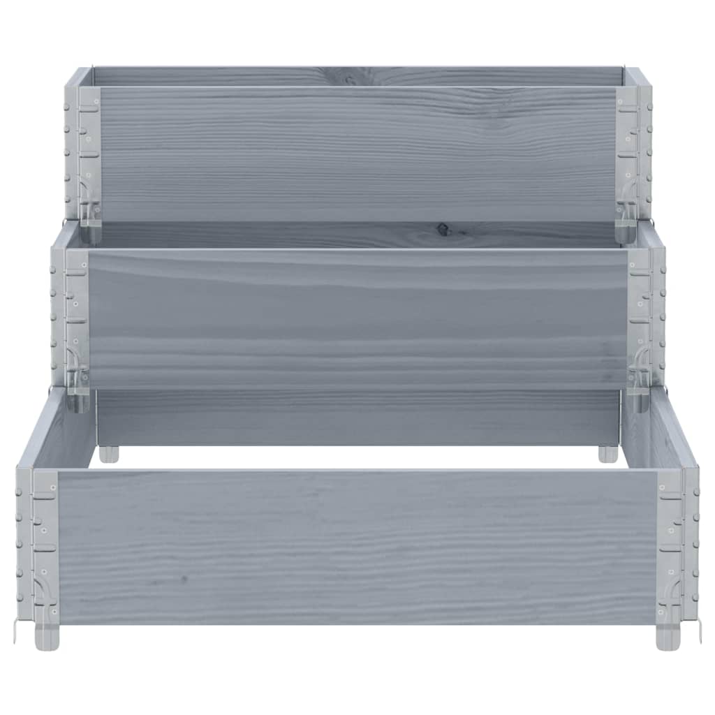 Fioriera Rialzata a 3 Livelli Grigia 120x80 cm Legno di Pino