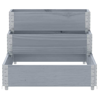 Fioriera Rialzata a 3 Livelli Grigia 120x80 cm Legno di Pino