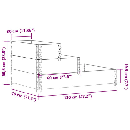 Fioriera Rialzata a 3 Livelli Marrone 120x80 cm Legno di Pino