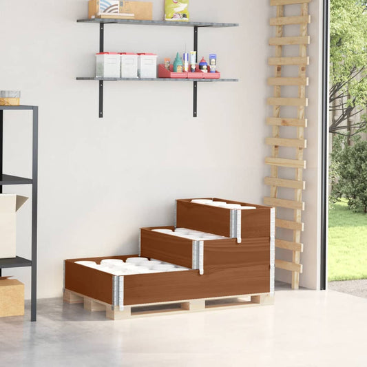 Fioriera Rialzata a 3 Livelli Marrone 120x80 cm Legno di Pino