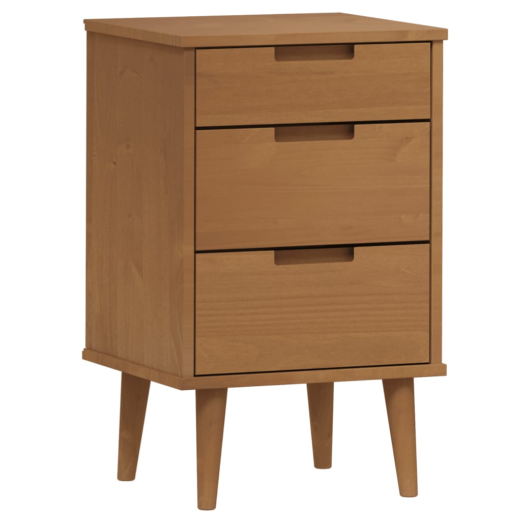 Comodino Marrone MOLDE 40x35x65 cm in Legno Massello di Pino | homemem39