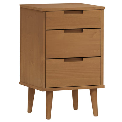 Comodino Marrone MOLDE 40x35x65 cm in Legno Massello di Pino | homemem39