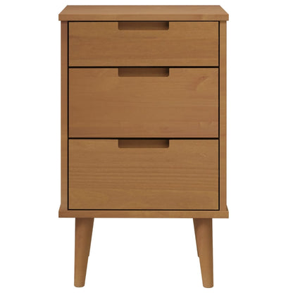 Comodino Marrone MOLDE 40x35x65 cm in Legno Massello di Pino