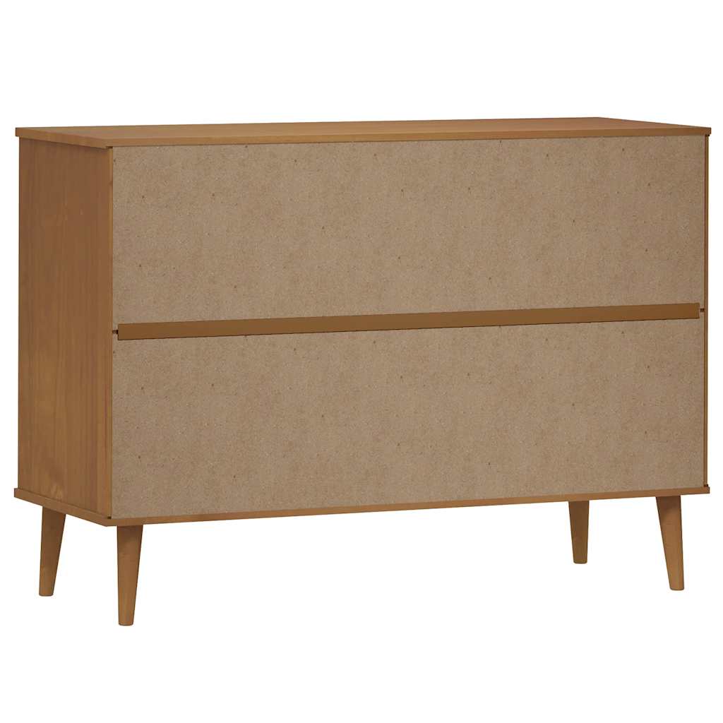 Cassettiera MOLDE Marrone 113x40x80cm in Legno Massello di Pino | homemem39