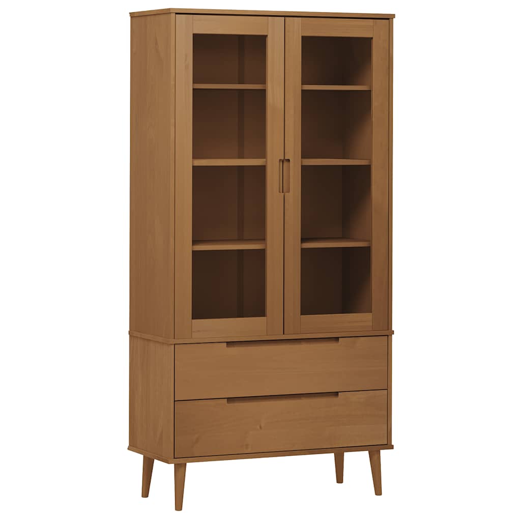 Vetrina MOLDE Marrone 90x35x175 cm in Legno Massello di Pino | homemem39
