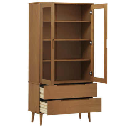 Vetrina MOLDE Marrone 90x35x175 cm in Legno Massello di Pino | homemem39