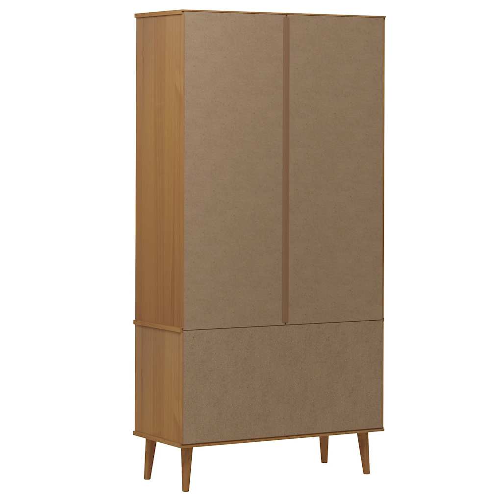 Vetrina MOLDE Marrone 90x35x175 cm in Legno Massello di Pino | homemem39
