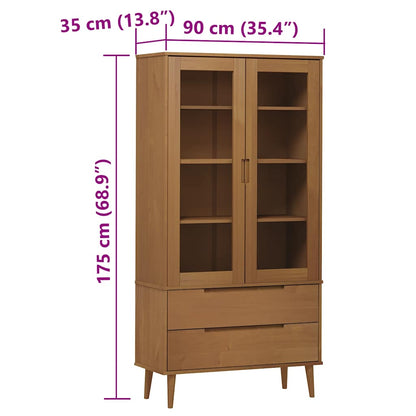 Vetrina MOLDE Marrone 90x35x175 cm in Legno Massello di Pino | homemem39
