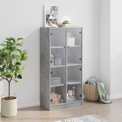 Credenza con Ante Grigio Cemento 68x37x142 cm Legno Multistrato - homemem39