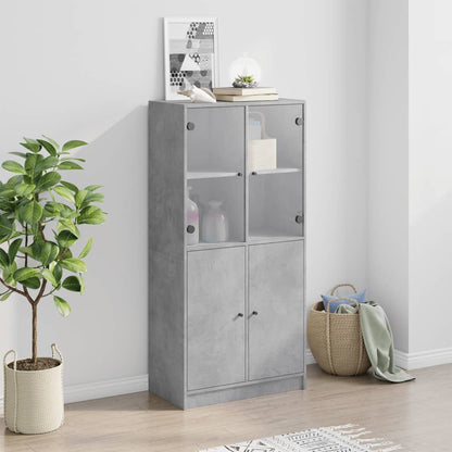 Credenza con Ante Grigio Cemento 68x37x142 cm Legno Multistrato - homemem39