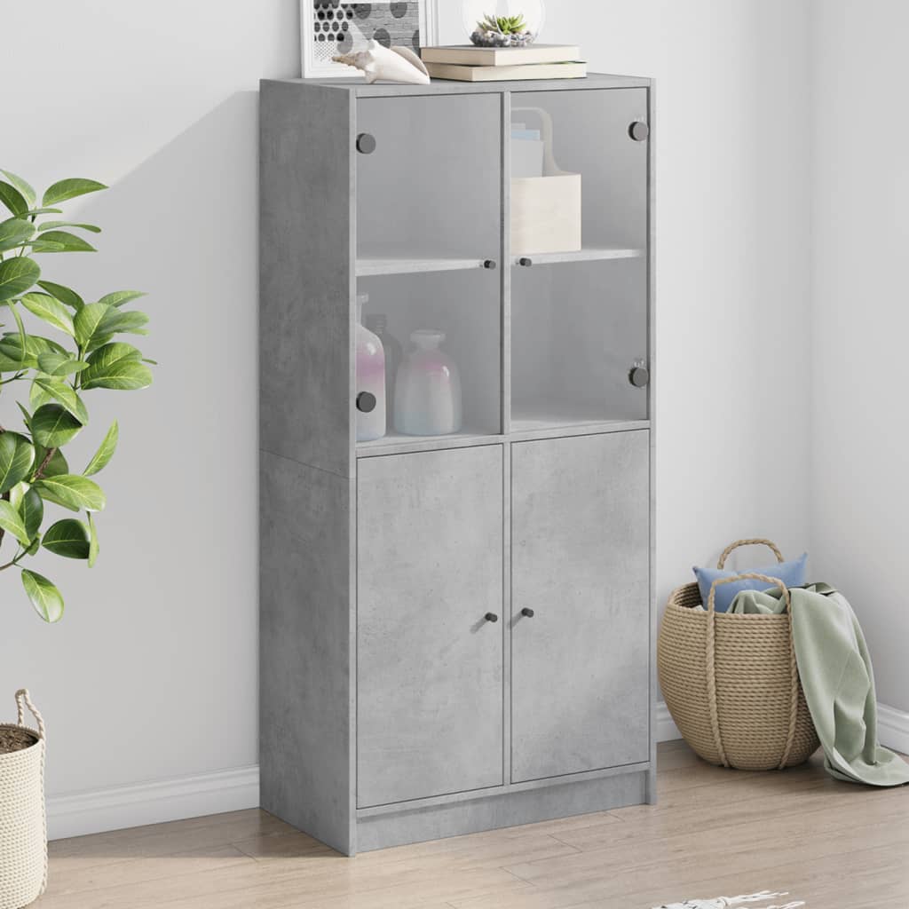 Credenza con Ante Grigio Cemento 68x37x142 cm Legno Multistrato - homemem39