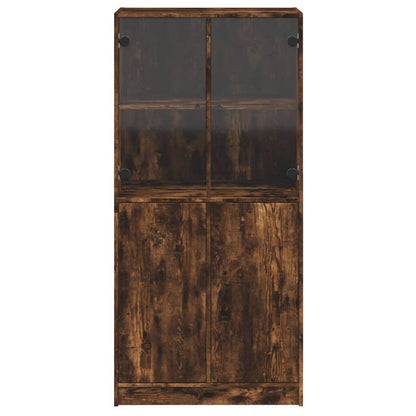 Credenza con Ante Rovere Fumo 68x37x142 cm Legno Multistrato - homemem39