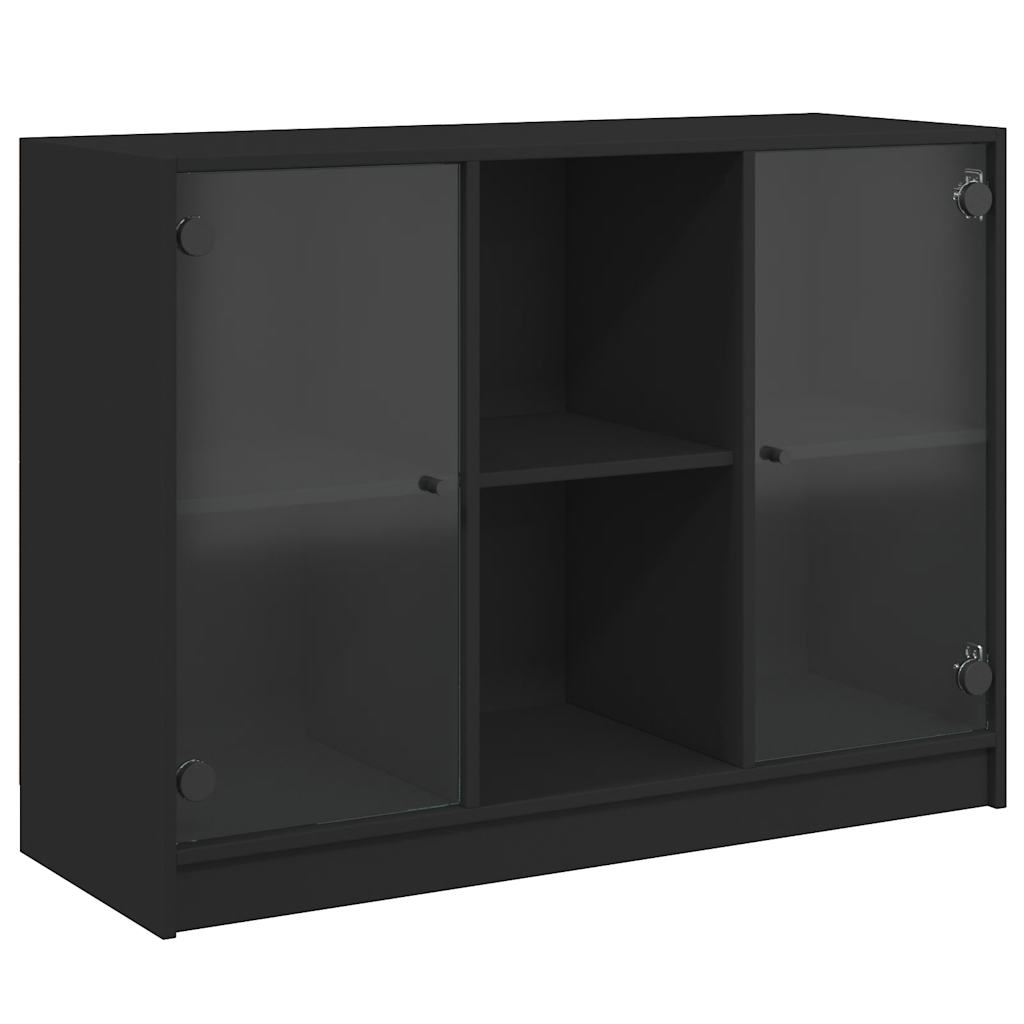 Credenza Nero 102x37x75,5 cm in Legno Multistrato - homemem39
