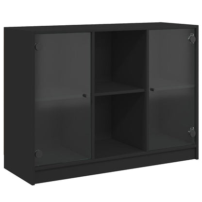 Credenza Nero 102x37x75,5 cm in Legno Multistrato - homemem39