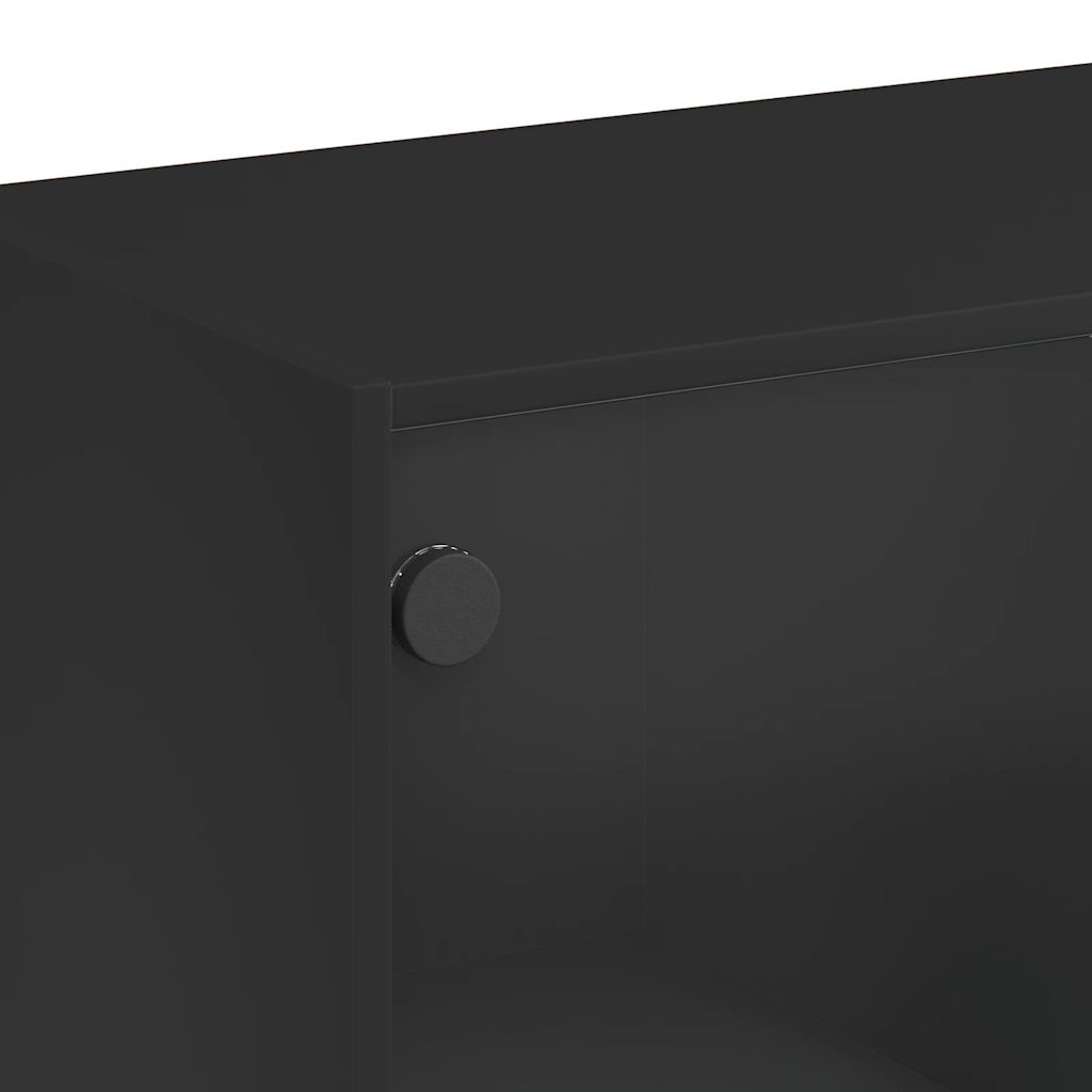 Credenza Nero 102x37x75,5 cm in Legno Multistrato - homemem39