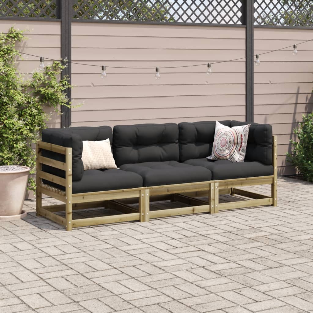 Set Divani da Giardino 3pz con Cuscini Legno Impregnato di Pino - homemem39