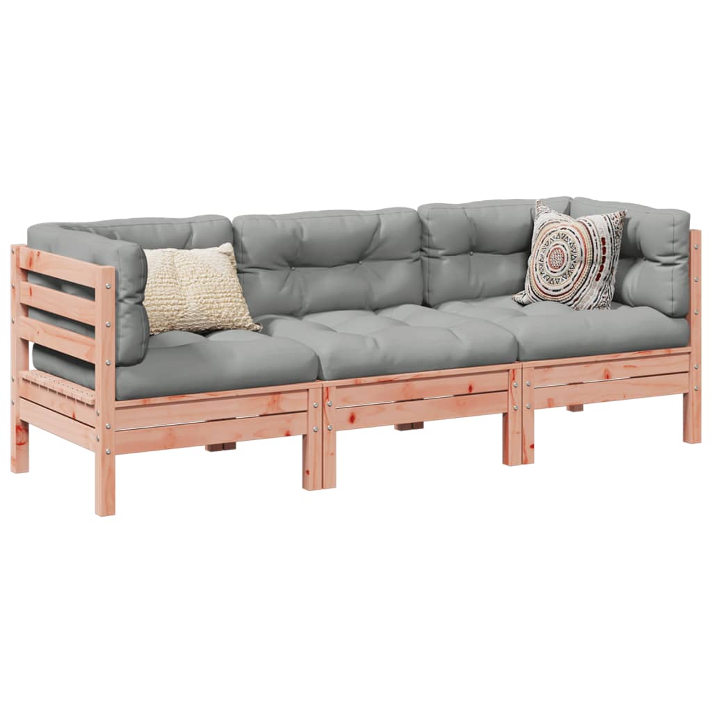 Set Divani Giardino 3 pz Cuscini Legno Massello Abete Douglas | homemem39