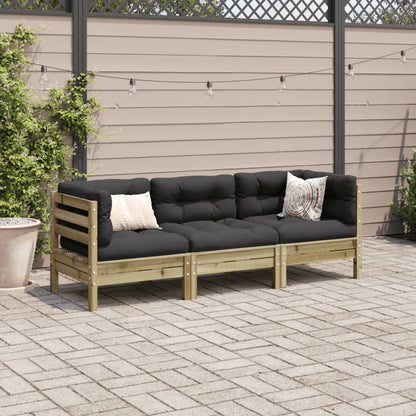 Set Divani da Giardino 3pz con Cuscini Legno Impregnato di Pino | homemem39