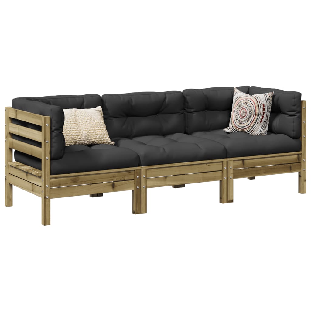 Set Divani da Giardino 3pz con Cuscini Legno Impregnato di Pino | homemem39