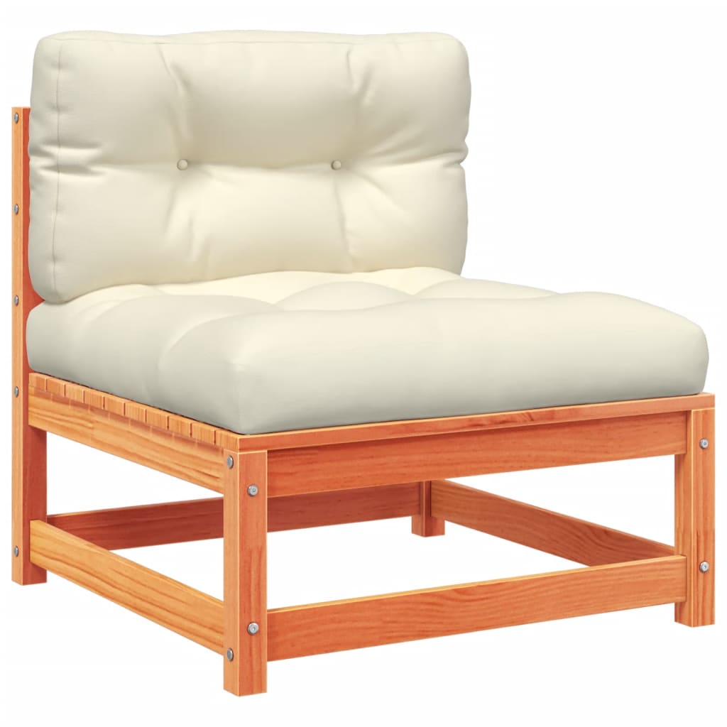 Set Divani Giardino 5pz con Cuscini Marrone Cera Massello Pino - homemem39