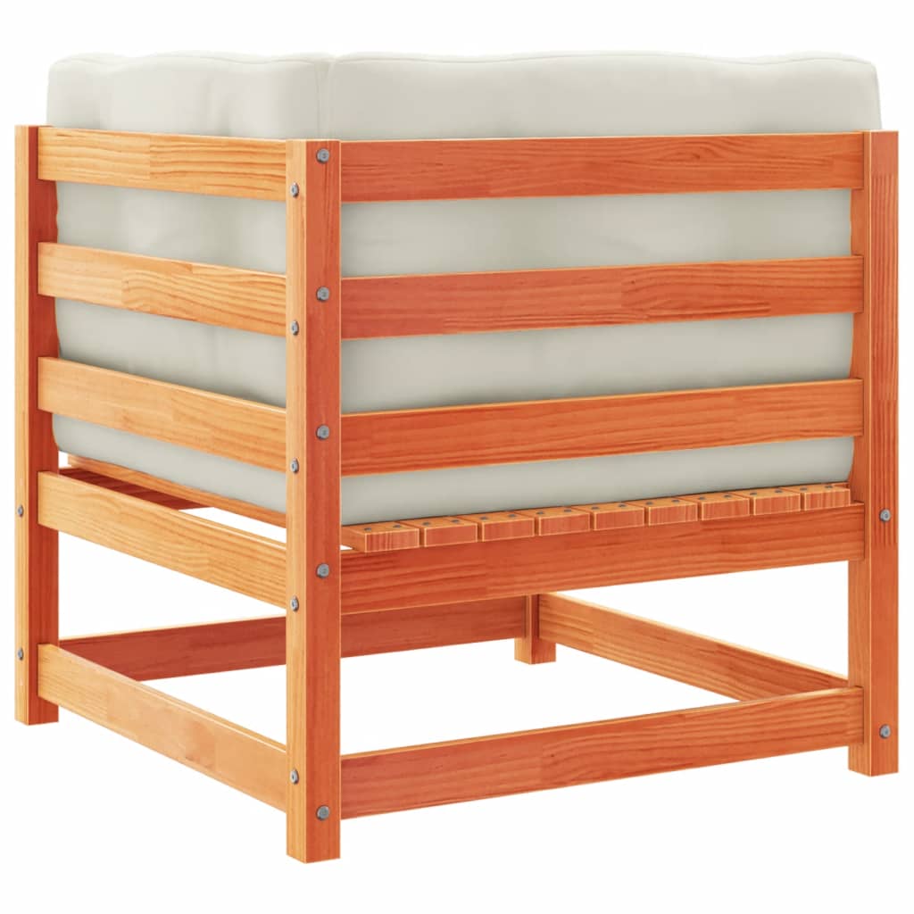 Set Divani Giardino 5pz con Cuscini Marrone Cera Massello Pino - homemem39