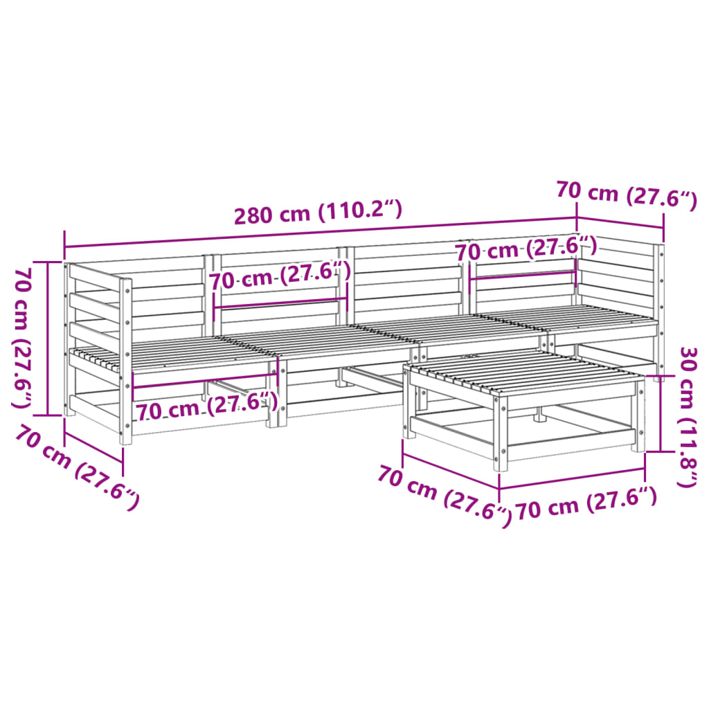 Set Divani da Giardino 5 pz in Legno Impregnato di Pino | homemem39