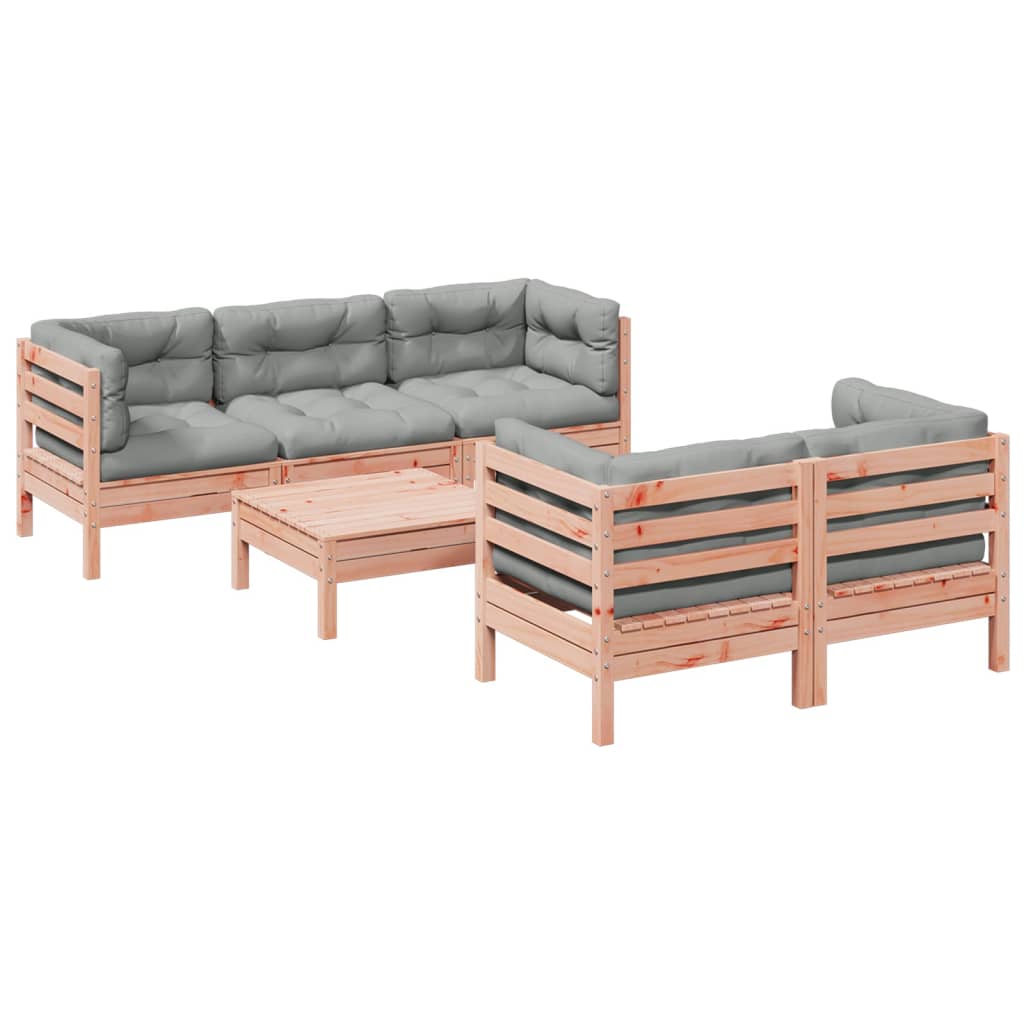 Set Divani Giardino 6 pz Cuscini Legno Massello Abete Douglas | homemem39