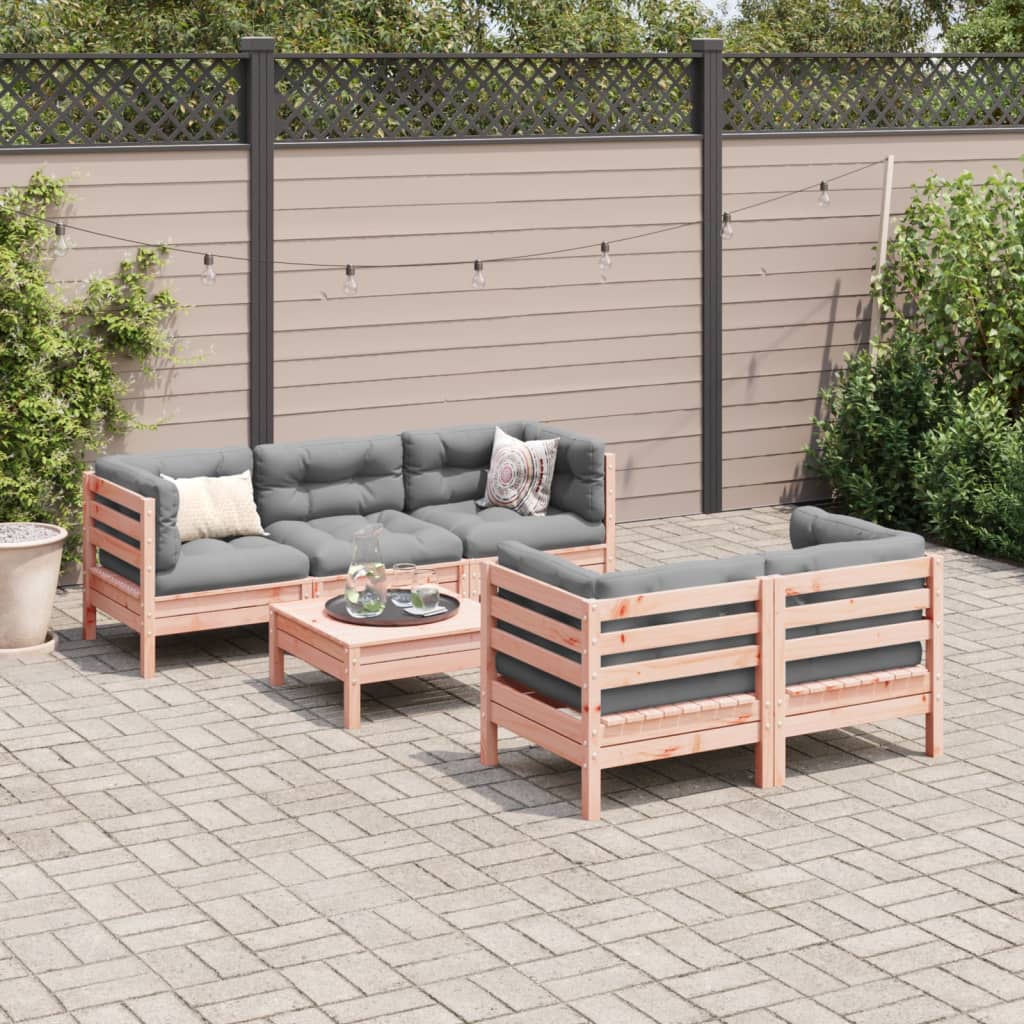 Set Divani Giardino 6 pz Cuscini Legno Massello Abete Douglas | homemem39