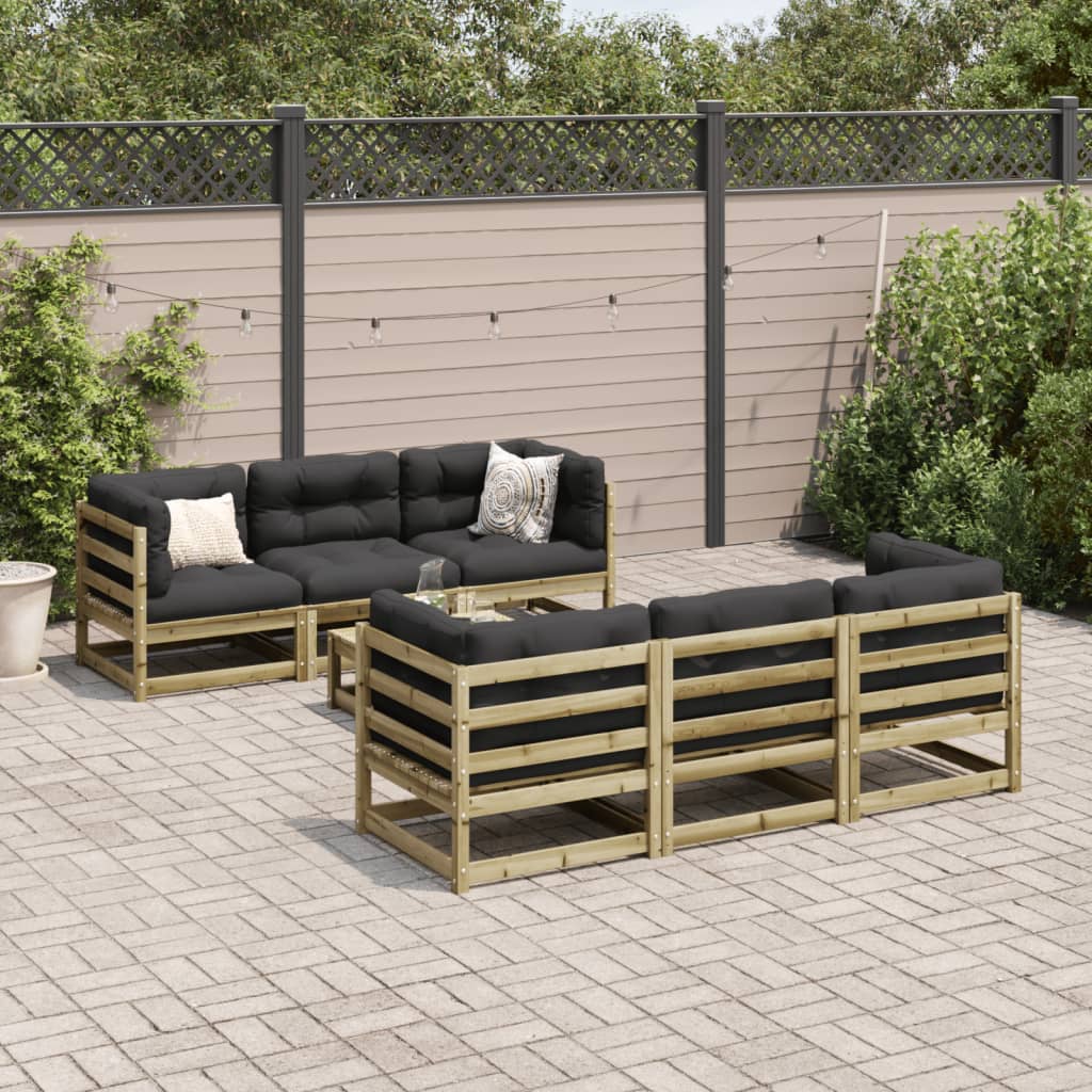 Set Divani da Giardino 7 pz in Legno Impregnato di Pino | homemem39