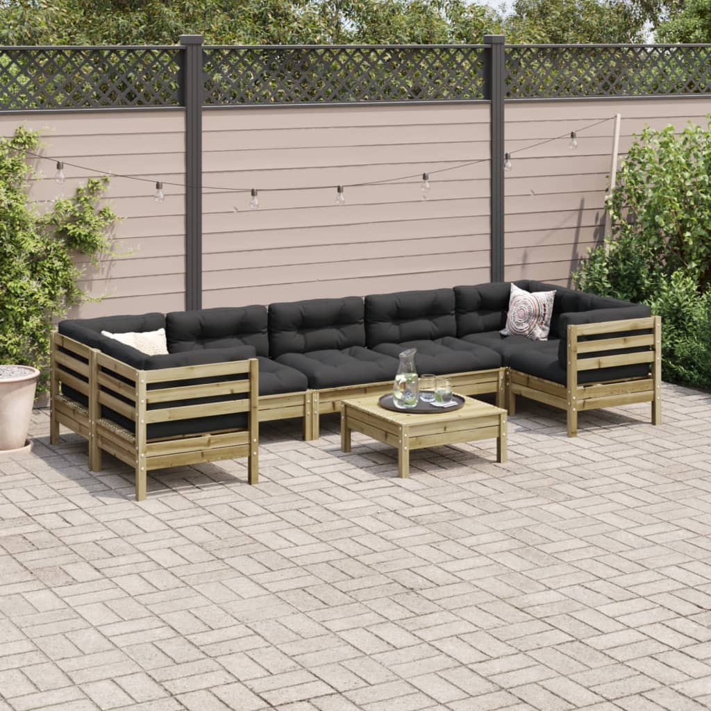 Set Divani da Giardino 8pz con Cuscini Legno Impregnato di Pino | homemem39