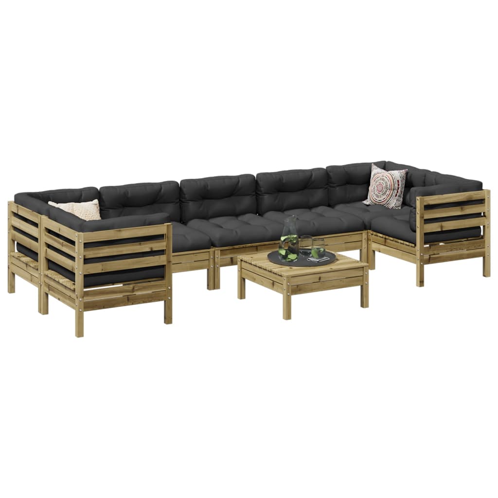Set Divani da Giardino 8pz con Cuscini Legno Impregnato di Pino | homemem39